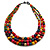 Statement Layered Multicoloured Wood Bead Necklace - 70cm Long - view 4