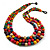 Statement Layered Multicoloured Wood Bead Necklace - 70cm Long