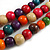 Statement Layered Multicoloured Wood Bead Necklace - 70cm Long - view 6