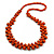 Long Orange Cluster Wood Beaded Necklace - 82cm Long - view 6