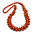 Long Orange Cluster Wood Beaded Necklace - 82cm Long - view 2