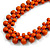 Long Orange Cluster Wood Beaded Necklace - 82cm Long - view 4