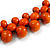Long Orange Cluster Wood Beaded Necklace - 82cm Long - view 5