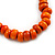 Long Orange Cluster Wood Beaded Necklace - 82cm Long - view 8