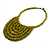 Statement Olive Green Wood Bead Bib Necklace - 44cm Long/ 10cm Drop - view 5