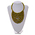 Statement Olive Green Wood Bead Bib Necklace - 44cm Long/ 10cm Drop - view 3