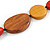 Brown/Yellow/Orange Geometric Wood Bead Black Cords Long Neckalce/ 100cm L/ Adjustable - view 6