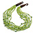 Multistrand Lime Green Glass Bead/ Semiprecious Stone Necklace With Wood Hook Closure - 58cm L - view 2