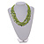 Multistrand Lime Green Glass Bead/ Semiprecious Stone Necklace With Wood Hook Closure - 58cm L - view 3