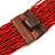 Dark Red Glass Bead Multistrand, Layered Necklace With Wooden Square Closure - 60cm L - view 5