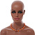 Orange Sea Shell and Light Citrine Glass Bead Necklace - 47cm L/ 4cm Ext - view 3
