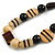 Chunky Geometric Wood Bead Necklace in Brown/Black/Natural - 70cm L - view 4