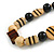 Chunky Geometric Wood Bead Necklace in Brown/Black/Natural - 70cm L - view 5