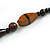 Chunky Geometric Wood Bead Necklace in Brown/Black/Natural - 70cm L - view 6