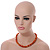 Multistrand Orange/Red/White/Bronze Glass Bead Necklace - 48cm L/ 7cm Ext - view 3
