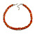Multistrand Orange/Red/White/Bronze Glass Bead Necklace - 48cm L/ 7cm Ext - view 2
