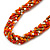 Multistrand Orange/Red/White/Bronze Glass Bead Necklace - 48cm L/ 7cm Ext - view 5