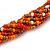 Multistrand Orange/Red/White/Bronze Glass Bead Necklace - 48cm L/ 7cm Ext - view 6