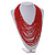 Chunky Red Glass Bead Bib Multistrand Layered Necklace - 80cm L - view 3