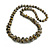 Long Graduated Wooden Bead Colour Fusion Necklace in Grey/Black/Gold - 78cm Long - view 2