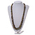 Long Graduated Wooden Bead Colour Fusion Necklace in Grey/Black/Gold - 78cm Long - view 3