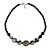 Dark Grey Shell and Black Ceramic Bead Necklace/Slight Variation In Colour/Natural Irregularities/42cm L/ 3cm Ext - view 2