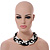 Wide Chunky White/Black Glass Bead Plaited Necklace - 50cm L/ 3cm Ext - view 3