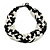 Wide Chunky White/Black Glass Bead Plaited Necklace - 50cm L/ 3cm Ext - view 2