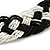 Wide Chunky White/Black Glass Bead Plaited Necklace - 50cm L/ 3cm Ext - view 5