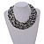 Wide Chunky Black/White Glass Bead Plaited Necklace - 50cm L/ 3cm Ext - view 3