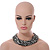 Wide Chunky Black/White Glass Bead Plaited Necklace - 50cm L/ 3cm Ext - view 4