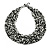Wide Chunky Black/White Glass Bead Plaited Necklace - 50cm L/ 3cm Ext - view 2