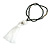 White/Black Glass Bead White Cotton Tassel Necklace- 72cm Long/ 14cm Tassel - view 8