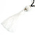 White/Black Glass Bead White Cotton Tassel Necklace- 72cm Long/ 14cm Tassel - view 9