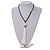 White/Black Glass Bead White Cotton Tassel Necklace- 72cm Long/ 14cm Tassel - view 5