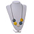 Yellow/Grey/White Coin Shape Wood Bead Black Cotton Cord Necklace/Adjustable/88cm Max L - view 3
