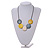 Yellow/Grey/White Coin Shape Wood Bead Black Cotton Cord Necklace/Adjustable/88cm Max L - view 4