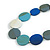 Graduated Blue/Turquoise/White/Grey Wood Button Bead Necklace with White Cotton Cord/ Adjustable/ 96cm L - view 5