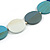 Graduated Blue/Turquoise/White/Grey Wood Button Bead Necklace with White Cotton Cord/ Adjustable/ 96cm L - view 7