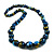 Chunky Graduated Wood Glossy Beaded Necklace in Shades of Dark Blue/Gold/White - 66cm Long - view 2