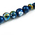 Chunky Graduated Wood Glossy Beaded Necklace in Shades of Dark Blue/Gold/White - 66cm Long - view 5