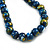 Chunky Graduated Wood Glossy Beaded Necklace in Shades of Dark Blue/Gold/White - 66cm Long - view 6