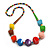 Long Chunky Multicoloured Wood Bead Necklace - 78cm L - view 9