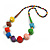 Long Chunky Multicoloured Wood Bead Necklace - 78cm L - view 3