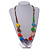 Long Chunky Multicoloured Wood Bead Necklace - 78cm L - view 2