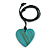 Turquoise Coloured Wood Grain Heart Pendant with Black Cotton Cord - 100cm Long Max/ Adjustable - view 2