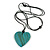 Turquoise Coloured Wood Grain Heart Pendant with Black Cotton Cord - 100cm Long Max/ Adjustable - view 3