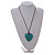 Turquoise Coloured Wood Grain Heart Pendant with Black Cotton Cord - 100cm Long Max/ Adjustable - view 4