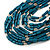 Statement Multistrand Wood Bead Light Blue Cotton Cord Bib Style Necklace In Malachite Green - 64cm Long - view 4