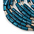 Statement Multistrand Wood Bead Light Blue Cotton Cord Bib Style Necklace In Malachite Green - 64cm Long - view 6